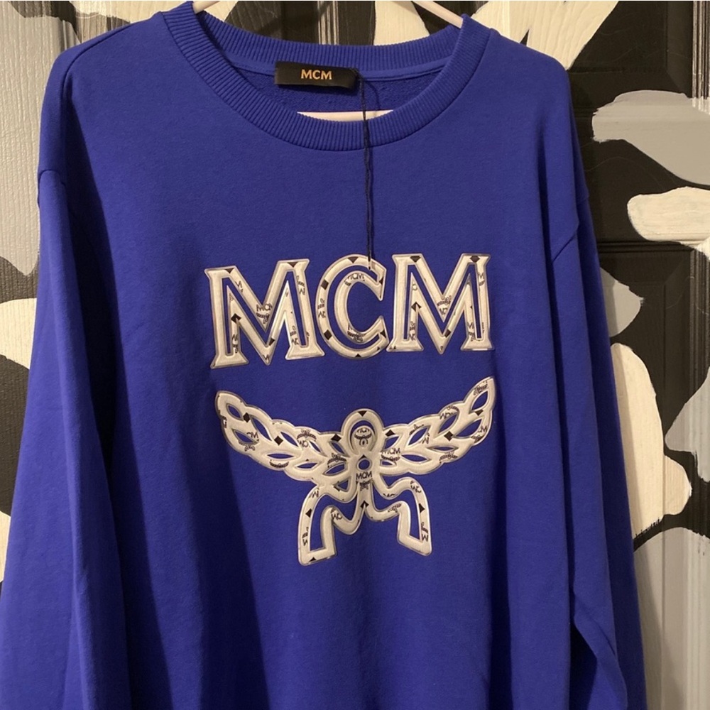 Blue mcm crew neck